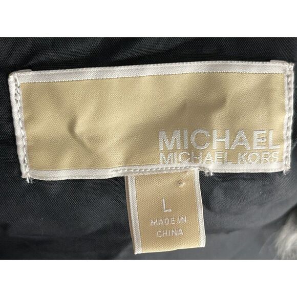 Michael Kors Houndstooth Black White Open Front Faux Fur Vest Large - Picture 8 of 8